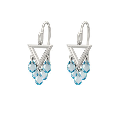 Sky Blue Topaz Triangle Earrings in Sterling Silver
