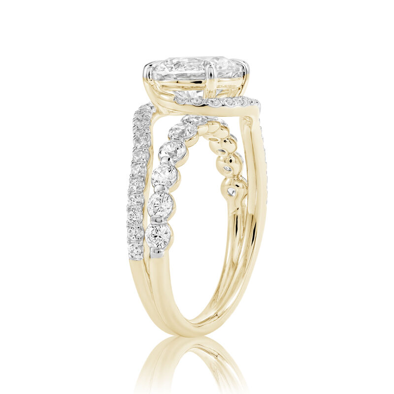 Round Lab Grown Diamond 3 1/2ctw. Swirl Bypass Engagement Ring in 14k Two Tone Gold image number null