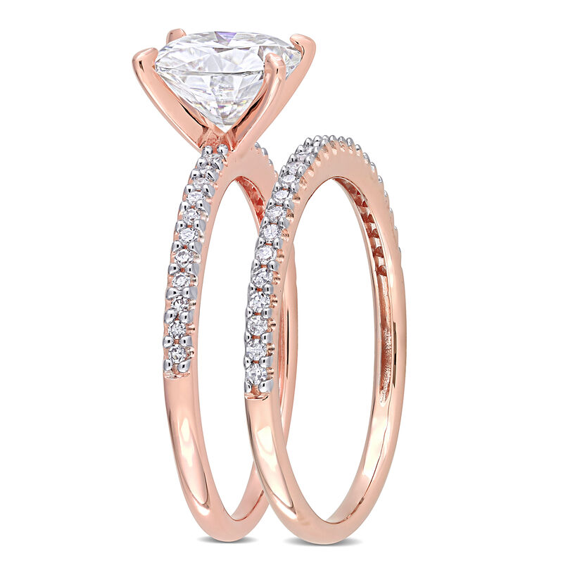 Cushion-Cut 2ctw. Created Moissanite Bridal Set in 14k Rose Gold image number null