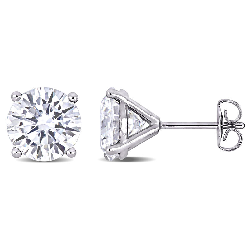 Created Moissanite Solitaire Stud Earrings in 14k White Gold image number null