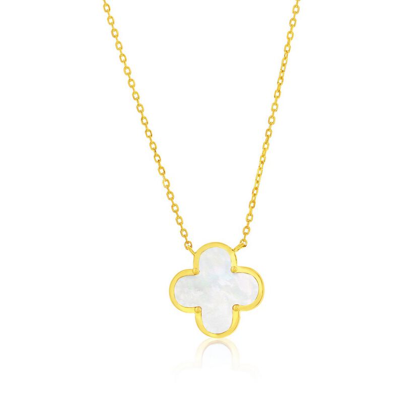 Mother of Pearl Clover Necklace in Gold Plated Sterling Silver image number null
