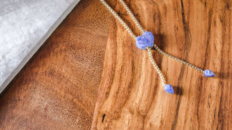 Sodalite Adjustable Necklace in Sterling Silver & 14k Yellow Gold Plating image number null