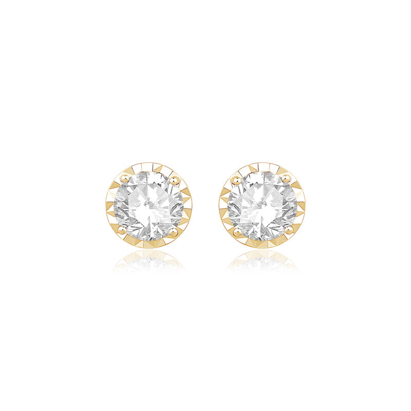 Round Lab Grown Diamond 2ctw. Stud Earrings in 10k Yellow Gold image number null