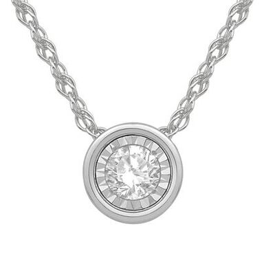 Lab Crafted Diamond Bezel Pendant 1/4ctw. In 14k White Gold