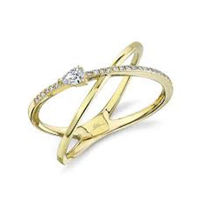 Shy Creation 0.15ctw. Diamond Crossover Ring in 14k Yellow Gold