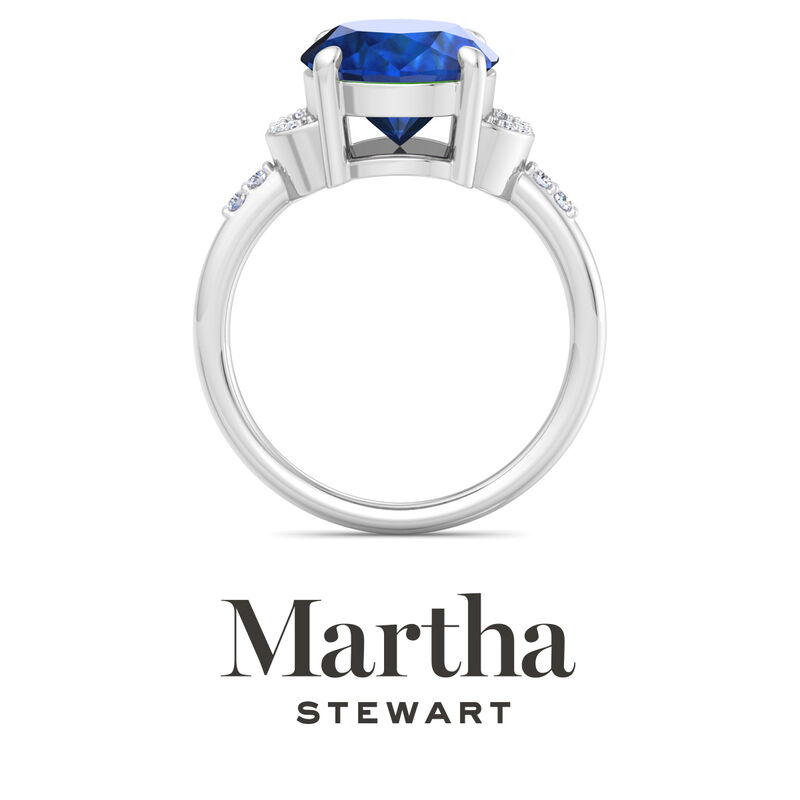 Martha Stewart Oval Sapphire and Lab Grown Diamond Ring in Sterling Silver image number null