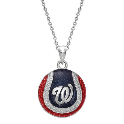Washington Nationals Enameled Baseball Pendant in Sterling Silver