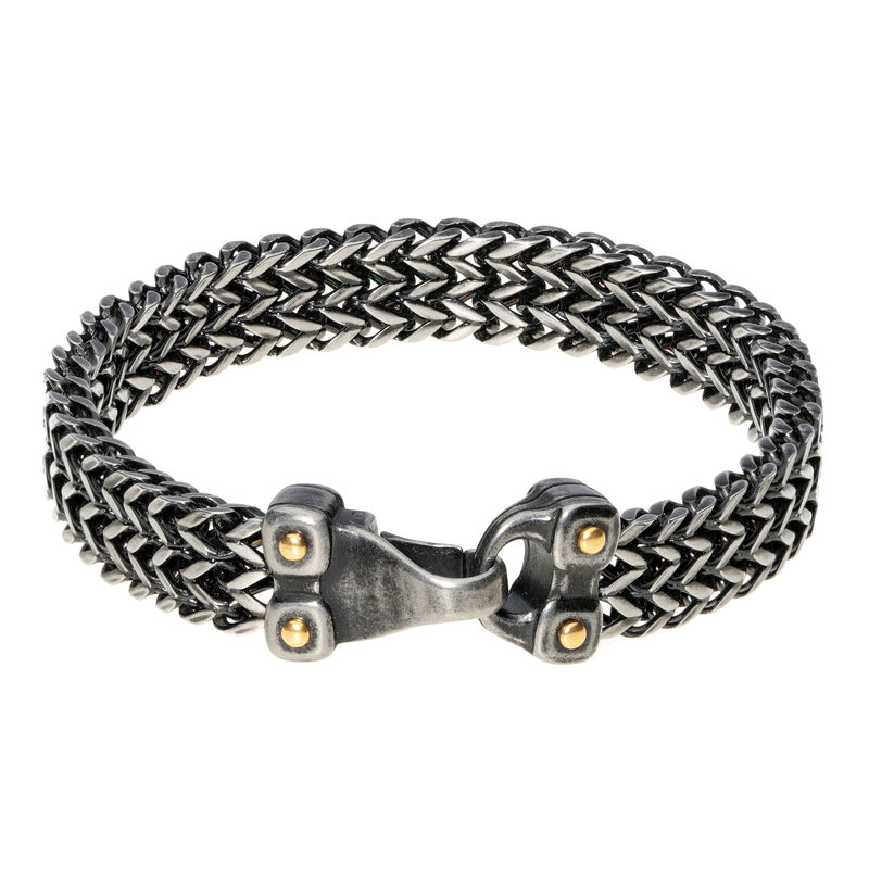 Men's 10mm Bracelet in Gold & Black Plated Stainless Steel image number null