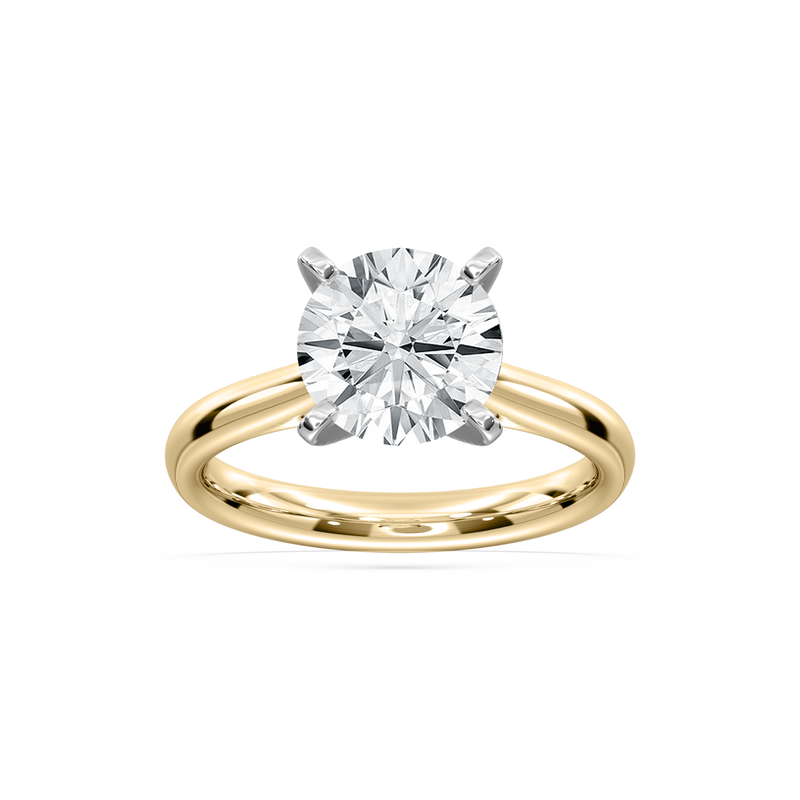 Round Lab Grown Diamond 3ctw. Cathedral Solitaire Engagement Ring in 14k Yellow Gold image number null