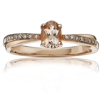 Oval Morganite & Diamond Ring in 10k Rose Gold