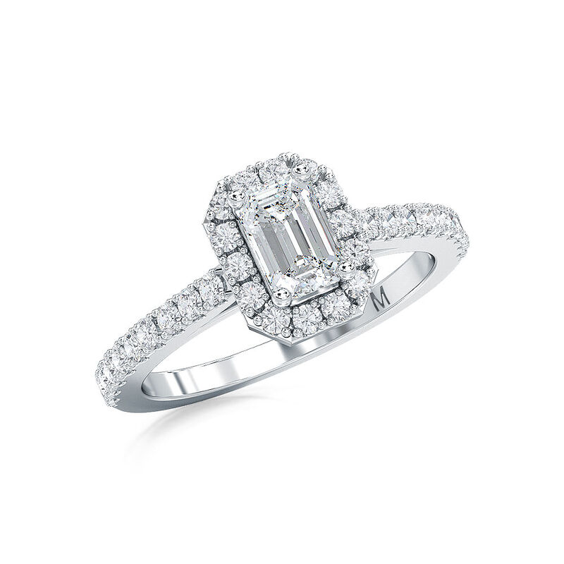 Lab Grown 1ct. Diamond Emerald-Cut Engagement Ring in 14k White Gold image number null