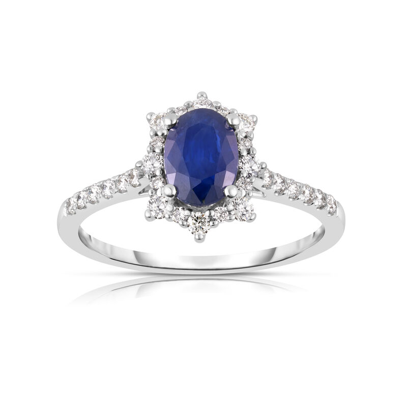 Oval-Cut Sapphire Diamond Royal Collection Ring in 10k White Gold image number null