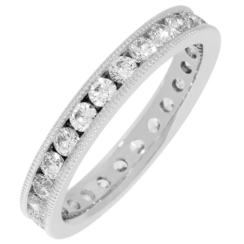Round Milgrain Edge 1ctw. Eternity Band in 14K White Gold (GH, SI) image number null