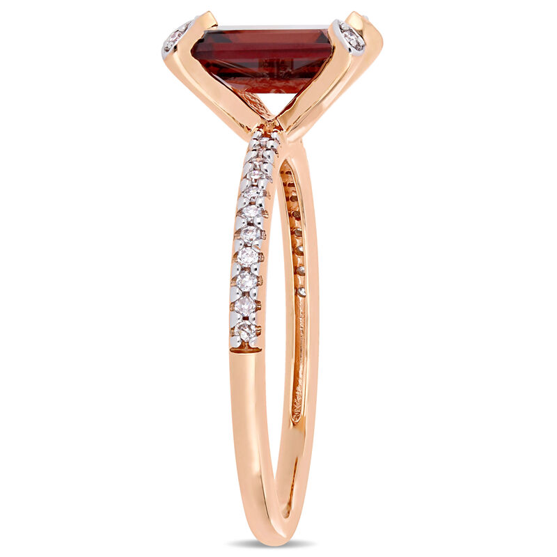 Emerald-Cut Garnet Engagement Ring in 10k Rose Gold image number null