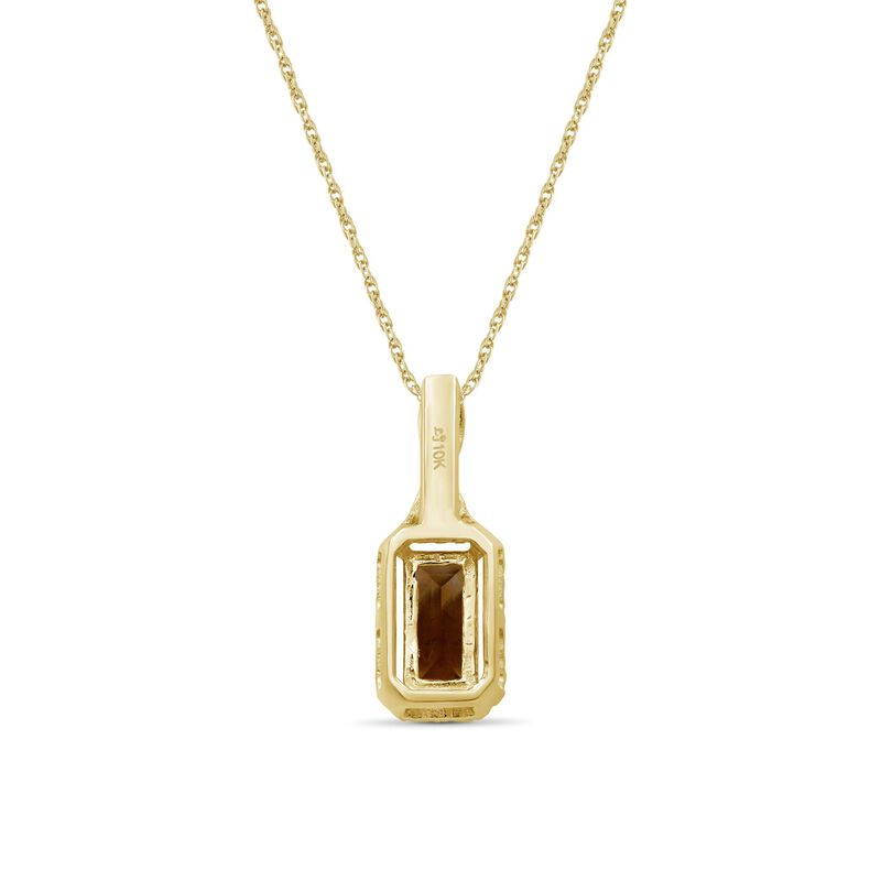 Emerald-Cut Elongated Ctrine & Diamond Pendant in 10k Yellow Gold image number null