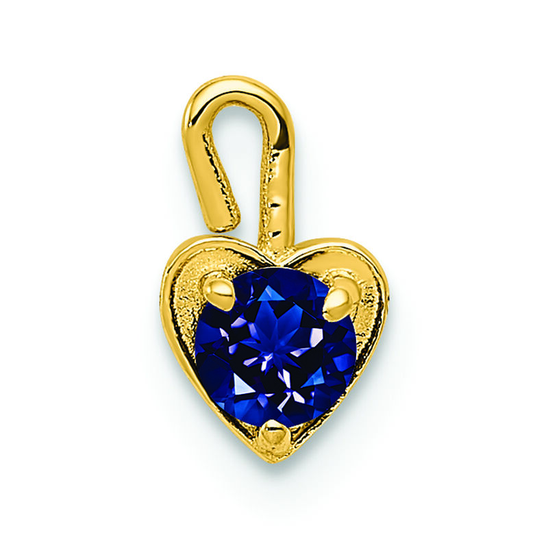 September Synthetic Birthstone Heart Charm in 14k Yellow Gold image number null