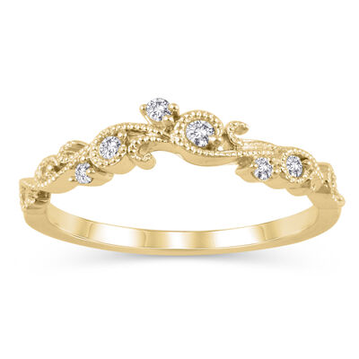 Diamond Floral-Inspired 1/10ctw. Contour Band in 14k Yellow Gold