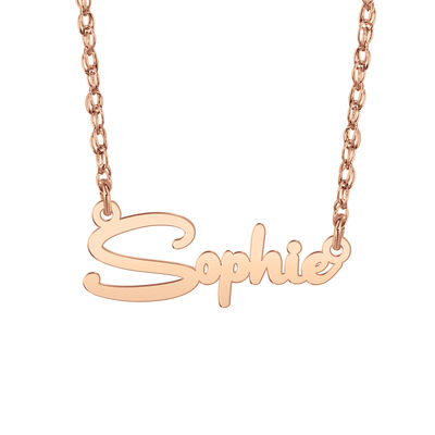 High Polished Nameplate Necklace in Rose Gold