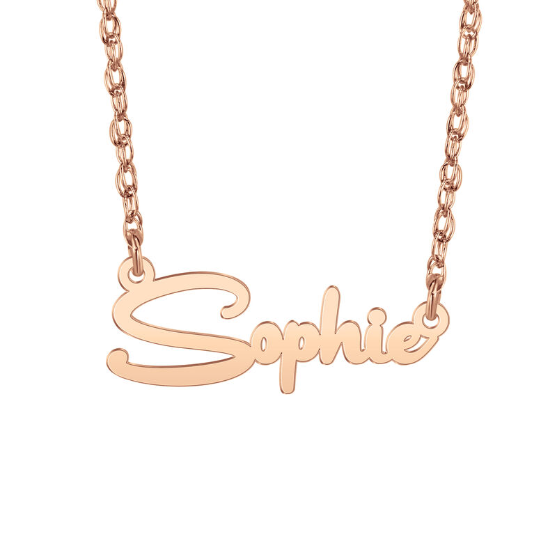 High Polished Nameplate Necklace in 14k Rose Gold image number null