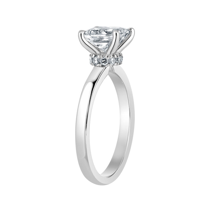 Princess-Cut Lab Grown 3/4ct. FG VS Diamond Ribbon Halo Solitaire Engagement Ring in 14k White Gold image number null
