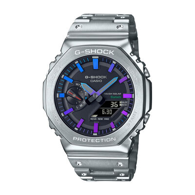 G-Shock Men's Full Metal Black Dial w/Polychromatic Accents Bracelet 45mm Watch in Connected Stainless Steel GMB2100PC-1A