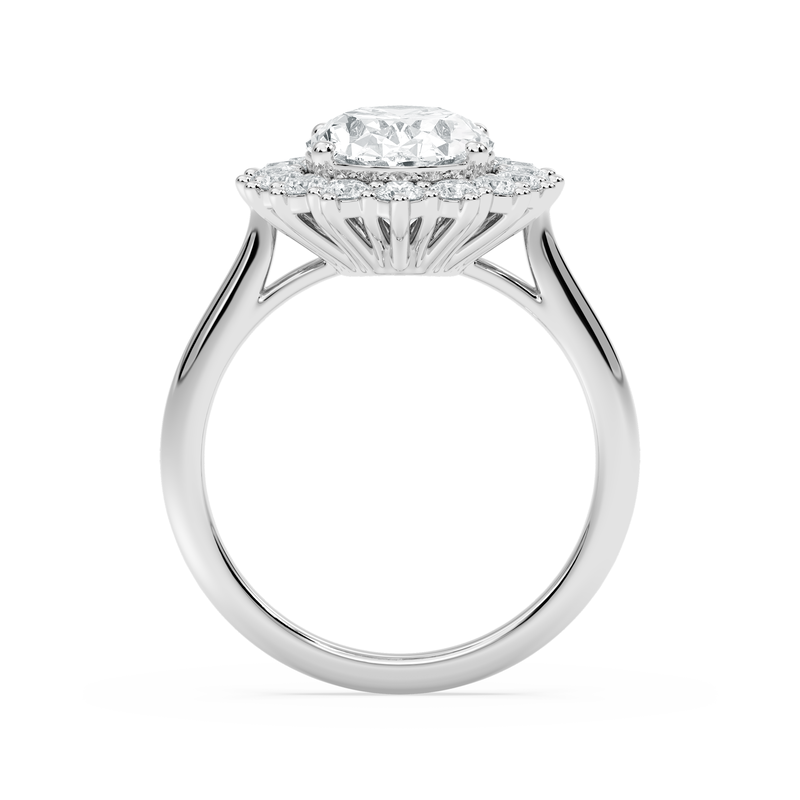 Oval Lab Grown Diamond 3 3/4ctw. Halo Engagement Ring in 14k White Gold image number null