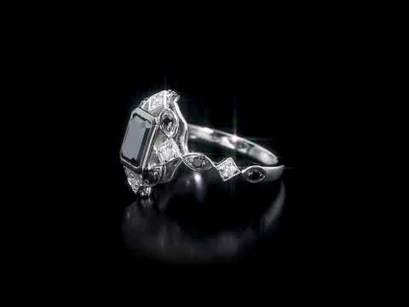 Everly 1 1/4ctw. Black & White Diamond Ring in 10k White Gold image number null