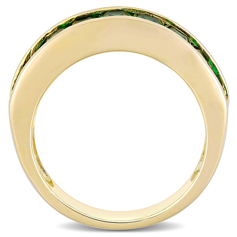 Created Emerald Semi-Eternity Anniversary Band in Yellow Gold Plated Sterling Silver image number null