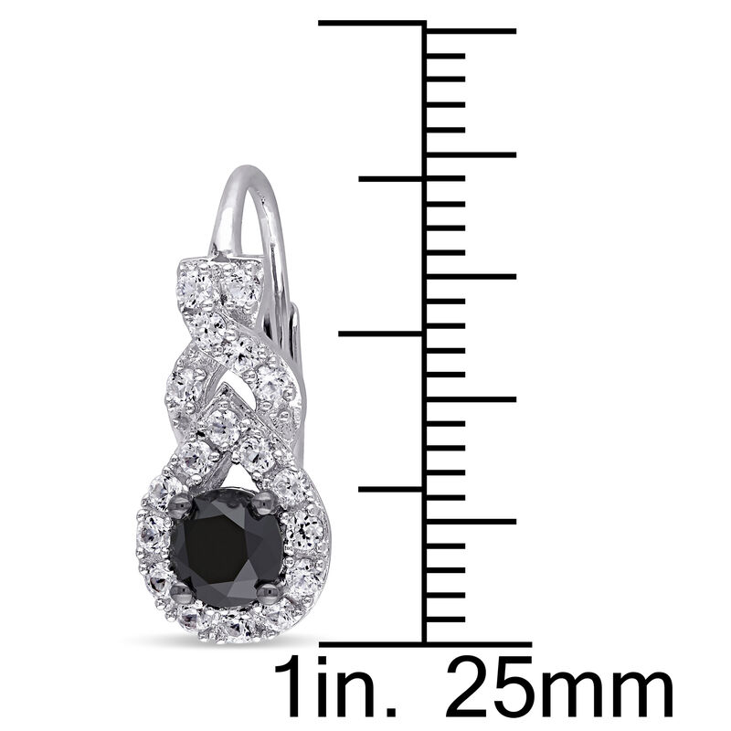 Black Diamond & Created White Sapphire Twist Teardrop Earrings in Sterling Silver image number null