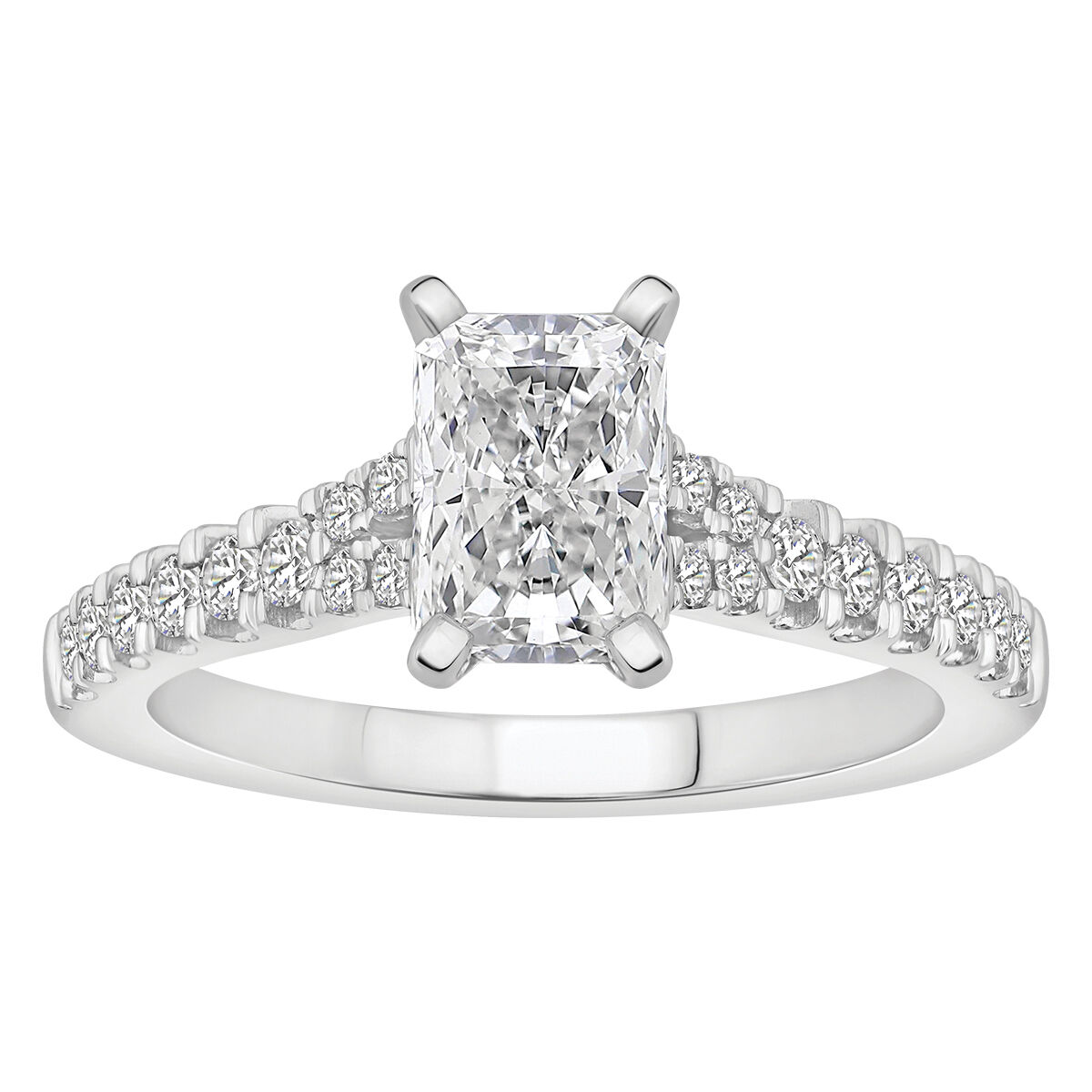 新品　Katie UNDER PRETTIES シャーリングトップ ホワイト Radiant-Cut Lab Grown 1 1/4ctw. Diamond Split Shank Cathedral
