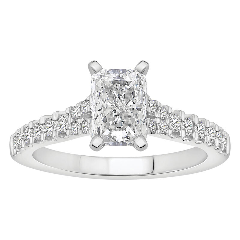 Radiant-Cut Lab Grown 1 1/4ctw. Diamond Split Shank Cathedral Engagement Ring in 14k White Gold image number null