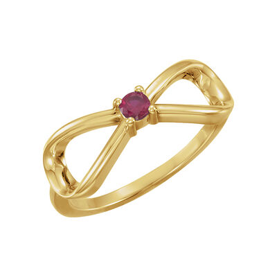Infinity 1-Stone Family Ring in 14k Yellow Gold