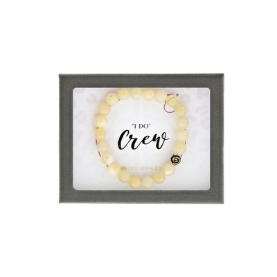 "I Do Crew" Butter Yellow Quartzite Bracelet in Gold Tone Rose Pewter