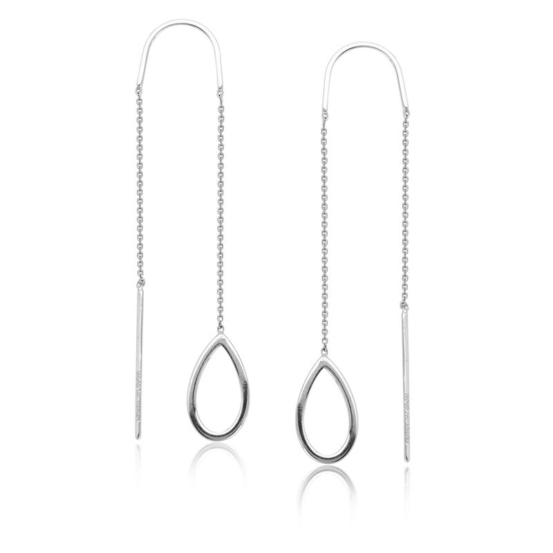 Stationary Open Tear Drop Earrings in 14k White Gold image number null