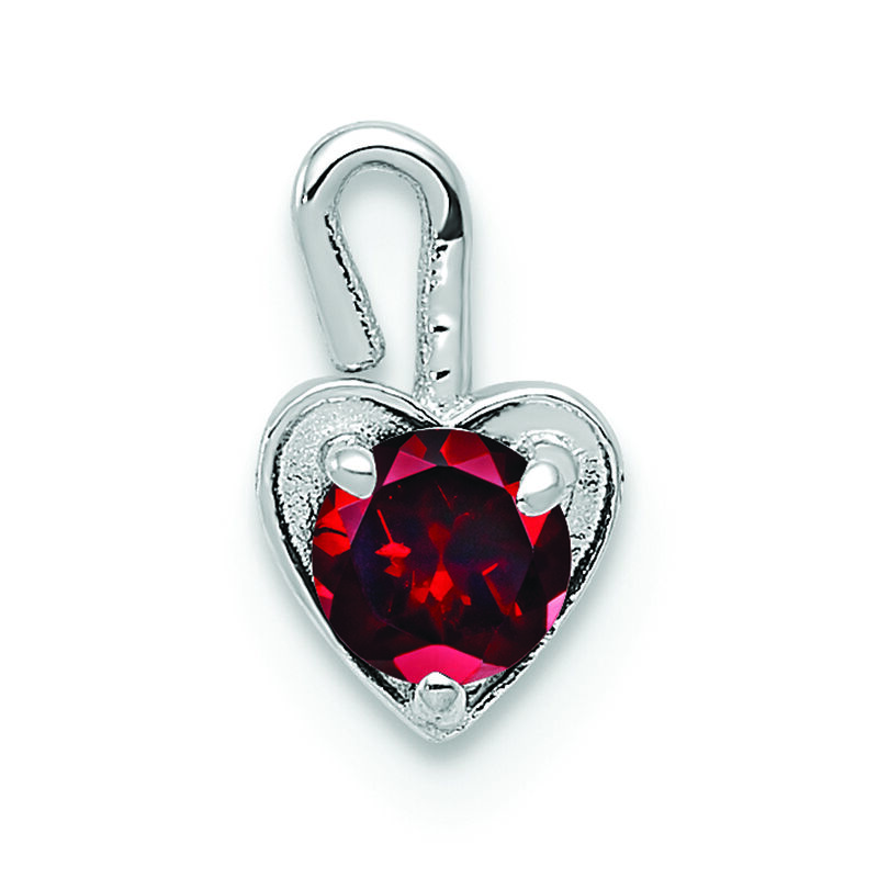 January Synthetic Birthstone Heart Charm in 14k White Gold image number null