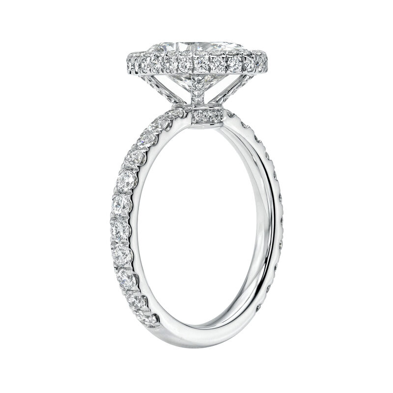 Oval-Cut Lab Grown 3ctw. Diamond Seamless Halo Engagement Ring in 14k White Gold image number null
