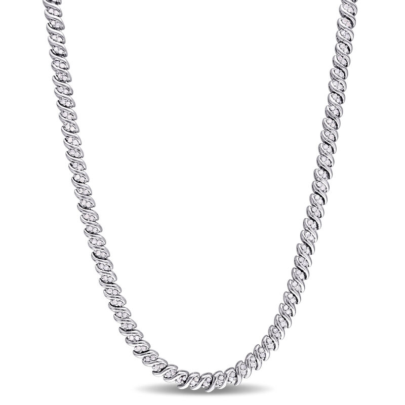 Diamond Braided Necklace 1ctw in Sterling Silver image number null