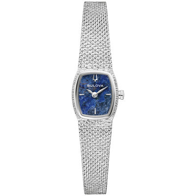 Bulova Ladies Goddess of Time Diamond Blue Tone Dial Stainless Steel 30mm Watch 96L343
