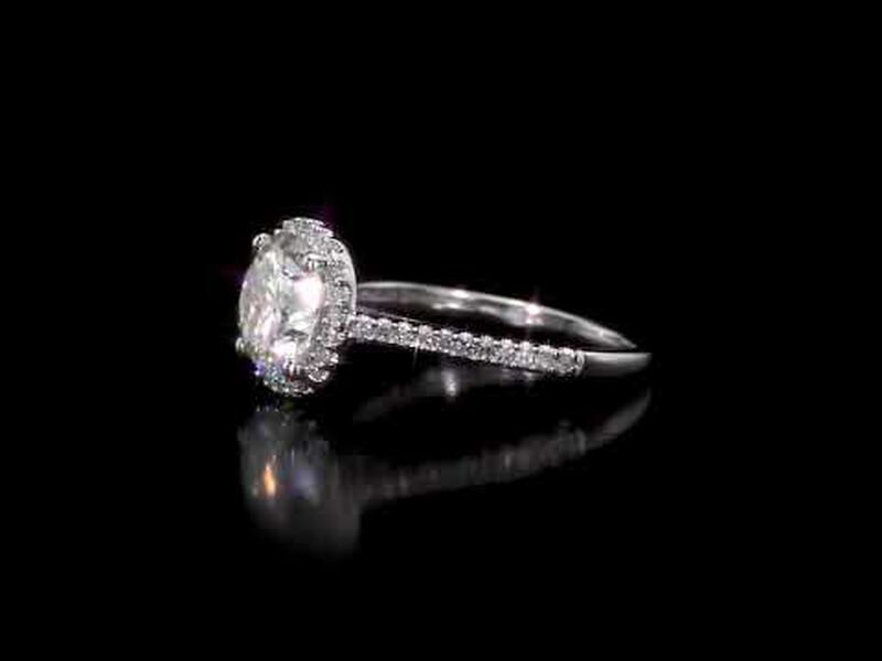 Moissanite and Diamond Bridal Ring Set in 14k White Gold image number null