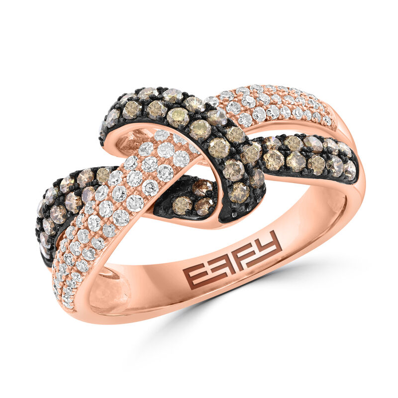 EFFY .80ctw. Diamond White Espresso Fashion Knot Ring in 14k Rose Gold image number null