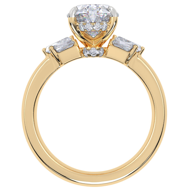 Oval-Cut Lab Grown 2 3/8ctw. Diamond With Baguette-Cut Diamond Accents Engagement Ring in 14k Yellow Gold image number null