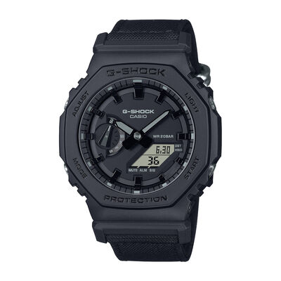 G-Shock Men's Utility Analogi-Digital Octagon Black Resin Dial & Canvas Strap 45mm Watch GA2100BCE-1A