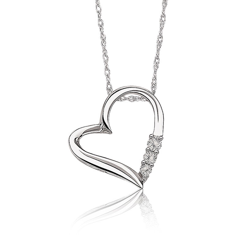 Today&#45 Tomorrow&#45 Forever Diamond Heart Pendant in 10k White Gold image number null