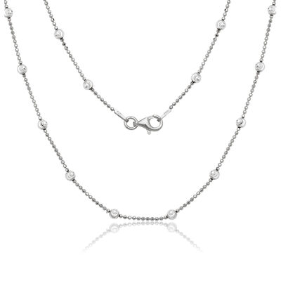 Small Beads Diamond Cut Moon Bead 20" Chain 3.2mm in Sterling Silver