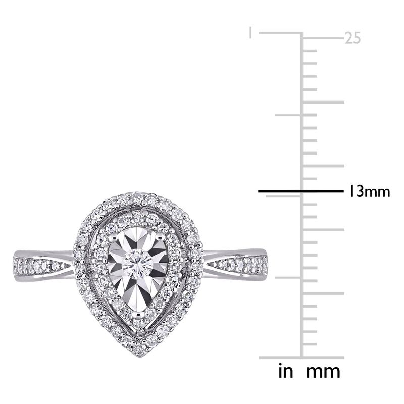 Diamond Double Halo Teardrop 3/8ctw. Engagement Ring in Sterling Silver image number null