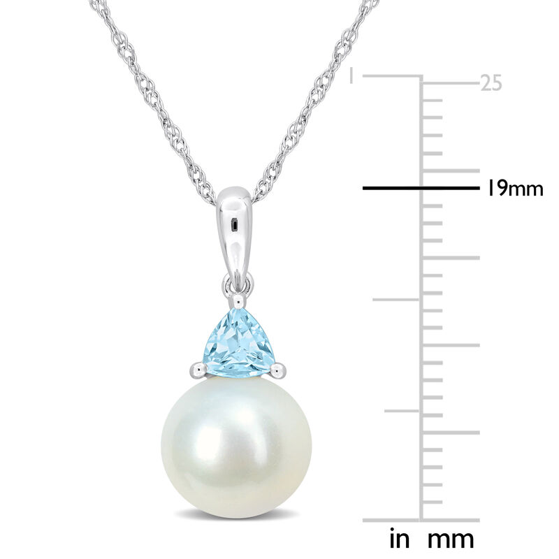 Sky Blue Topaz & Freshwater Cultured Pearl Necklace in 10k White Gold image number null