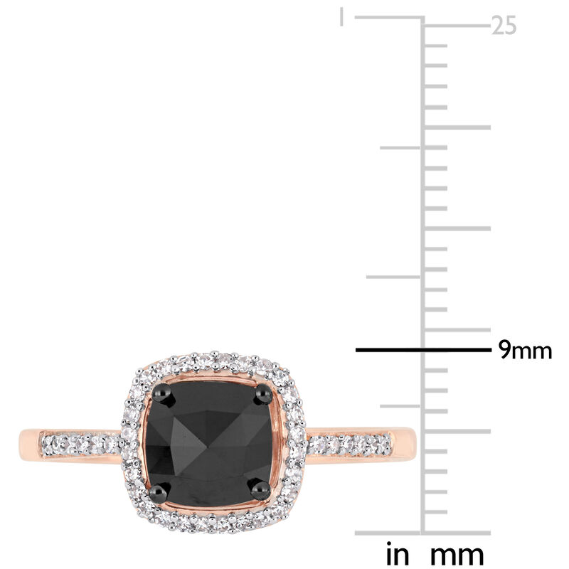 Cushion-Cut 1ctw Black Diamond Halo Engagement Ring in 14k Rose Gold image number null