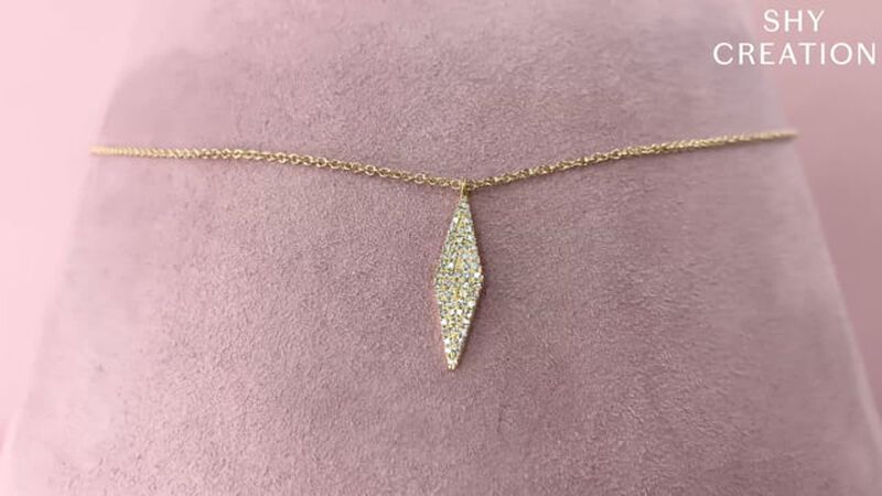 Shy Creation 0.17 ctw Pave Diamond Kite-Shaped Pendant in 14k White Gold SC55001716 image number null