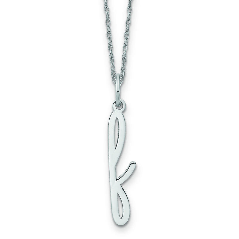 Script F Initial Necklace in 14k White Gold image number null