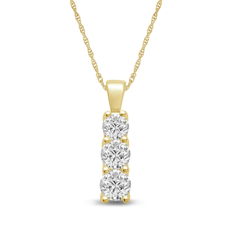 Brilliant-Cut Lab Grown 1/2ctw. Diamond 3-Stone Pendant in 10k Yellow Gold image number null